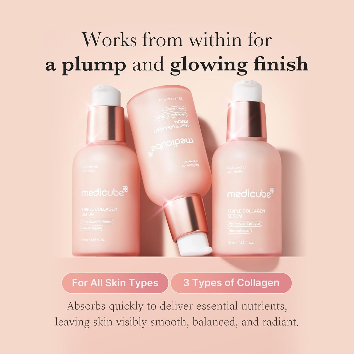 Triple Collagen Nourish and Hydrate Duo: Triple Collagen Cream and Triple Collagen Serum | Niacinamide, Hyaluronic Acid for Glowing, Fimer-Looking Skin | Korean Skincare, Gifts for Women