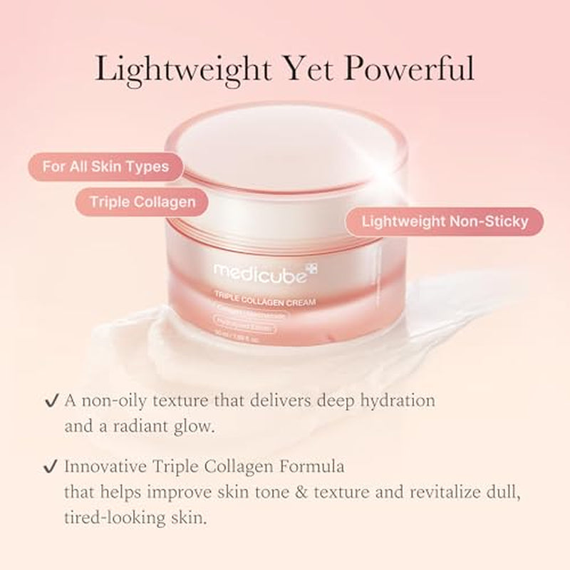 Triple Collagen Nourish and Hydrate Duo: Triple Collagen Cream and Triple Collagen Serum | Niacinamide, Hyaluronic Acid for Glowing, Fimer-Looking Skin | Korean Skincare, Gifts for Women