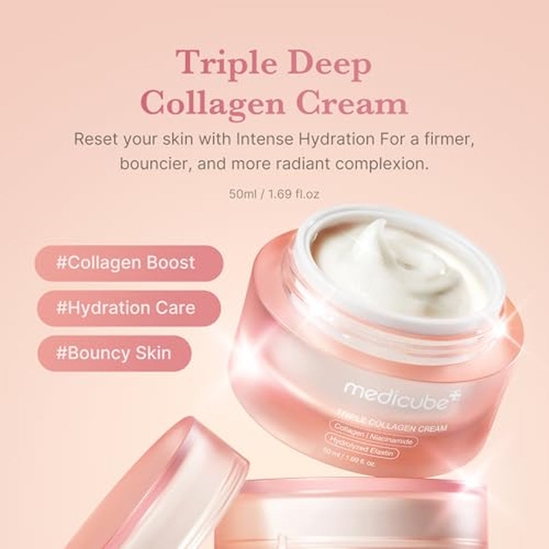 Triple Collagen Nourish and Hydrate Duo: Triple Collagen Cream and Triple Collagen Serum | Niacinamide, Hyaluronic Acid for Glowing, Fimer-Looking Skin | Korean Skincare, Gifts for Women
